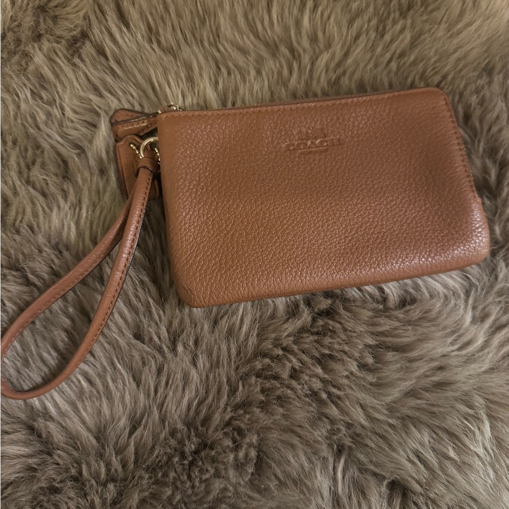 Coach Tan Leather Wristlet